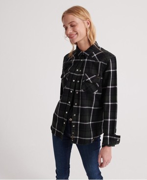 Superdry Bailey Western Check Női Ing Zöld | DXSFQ9567